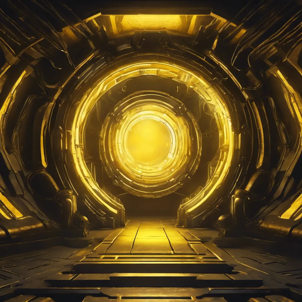 Dark yellow magical portal place, Futuristic, Sci-Fi