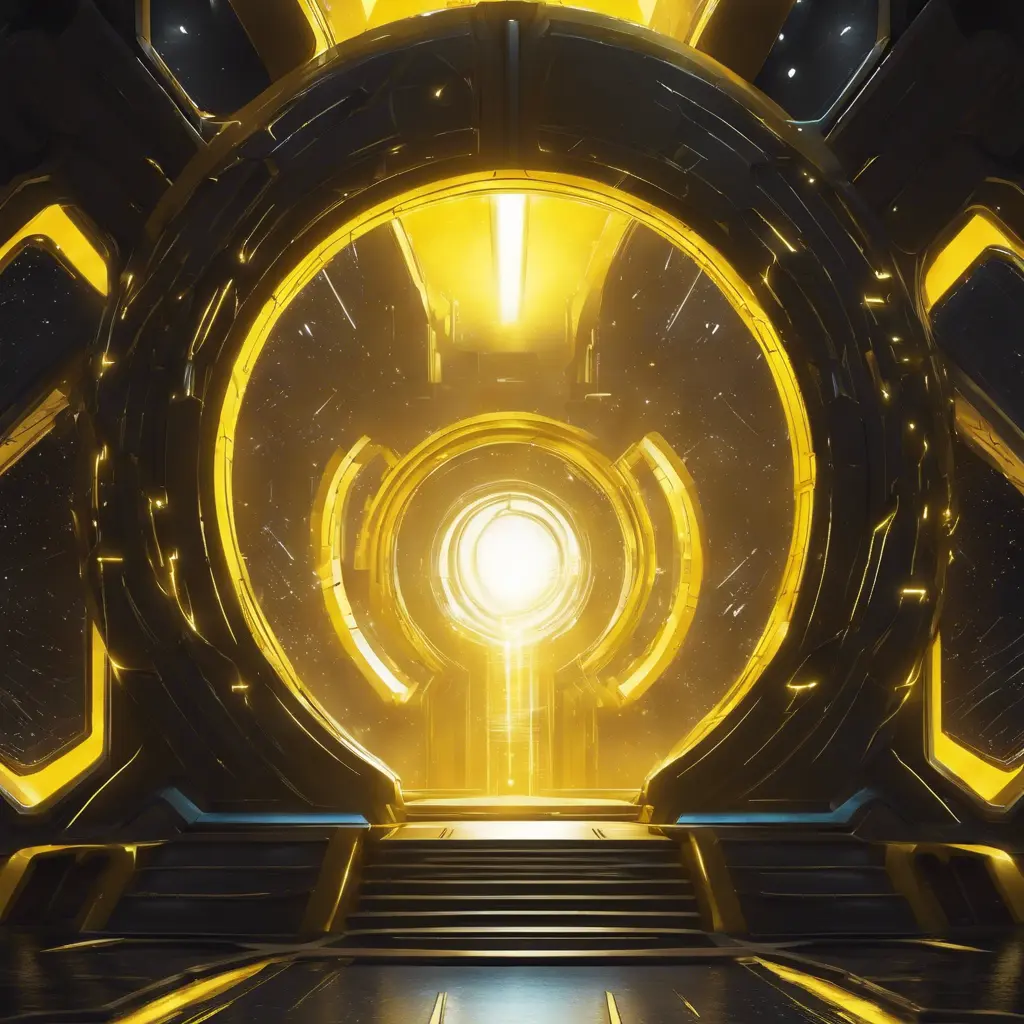 Dark yellow magical portal place, Futuristic, Sci-Fi