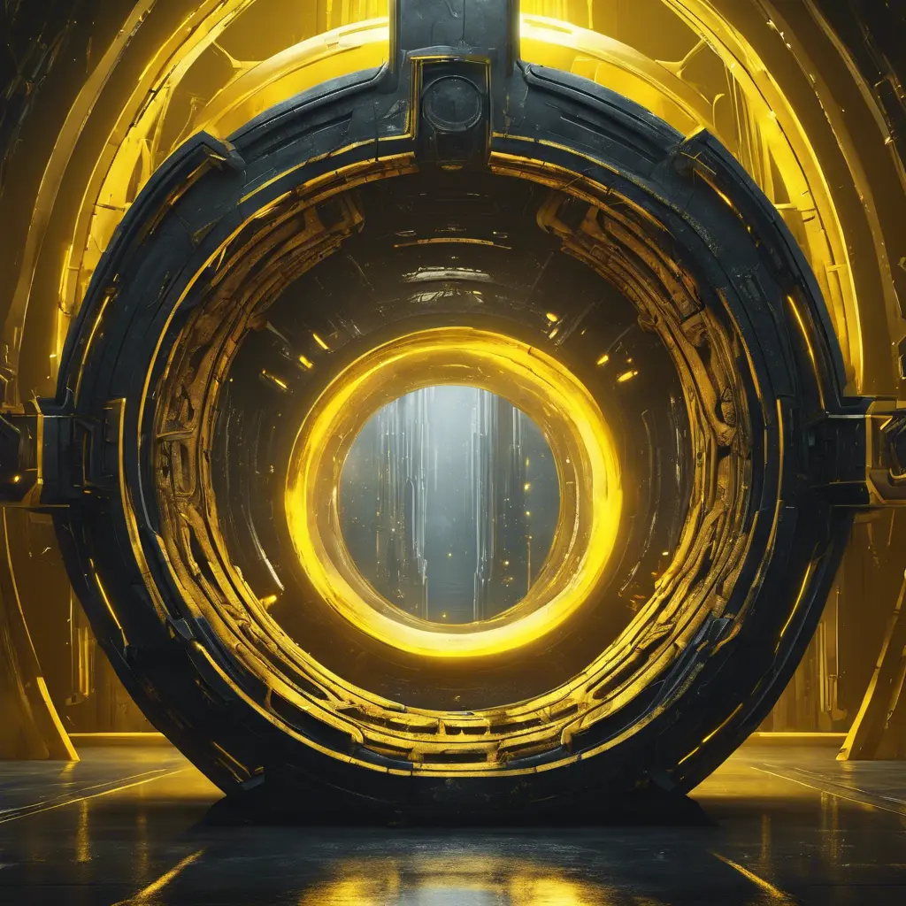 Dark yellow magical portal place, Futuristic, Sci-Fi