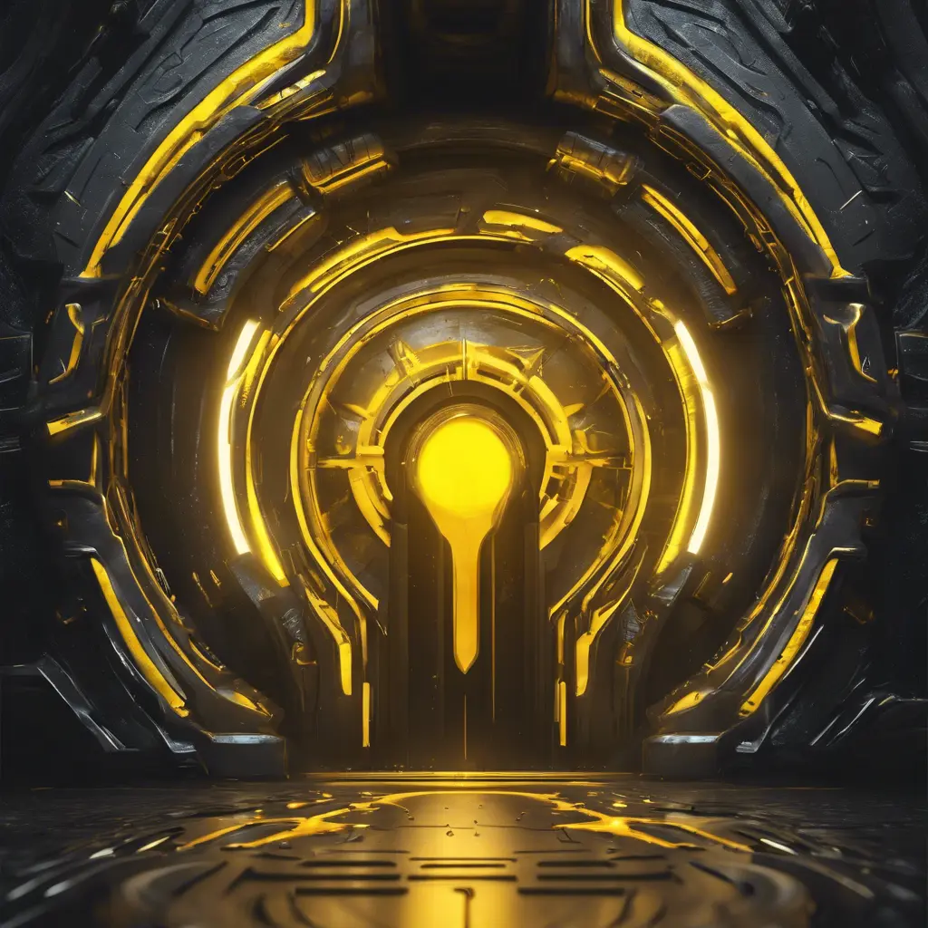 Dark yellow magical portal place, Futuristic, Sci-Fi