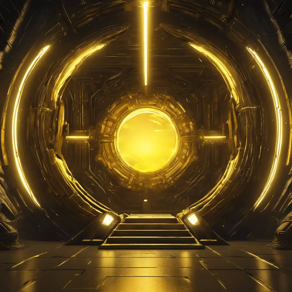 Dark yellow magical portal place, Futuristic, Sci-Fi