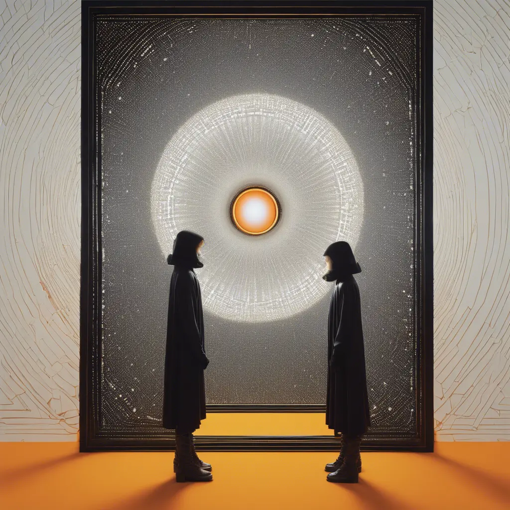 Psychedelic vantablack portal in a stark white void, adventurecore, dreamy, Futuristic, Sci-Fi by Andrey Remnev