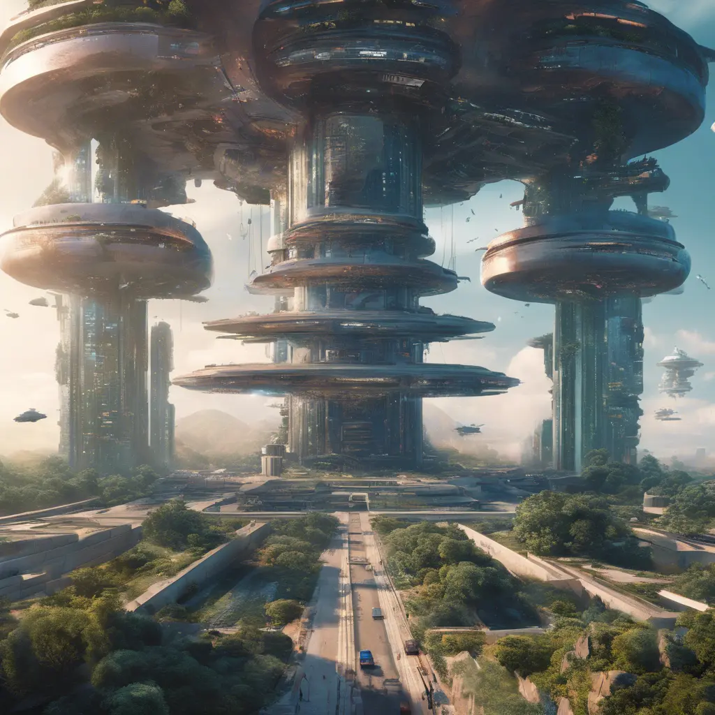 An utopian image of a world built using AI, Sci-Fi by Stefan Kostic