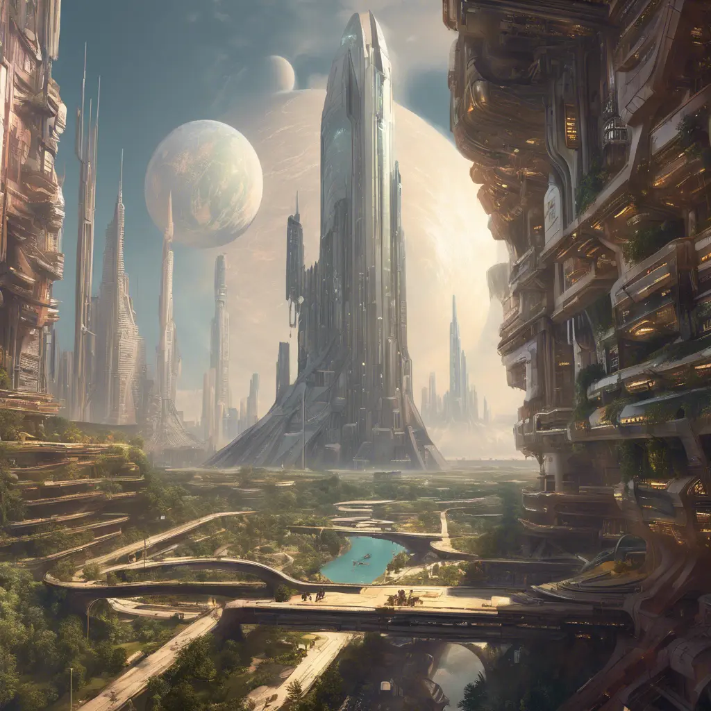 An utopian image of a world built using AI, Sci-Fi by Greg Rutkowski