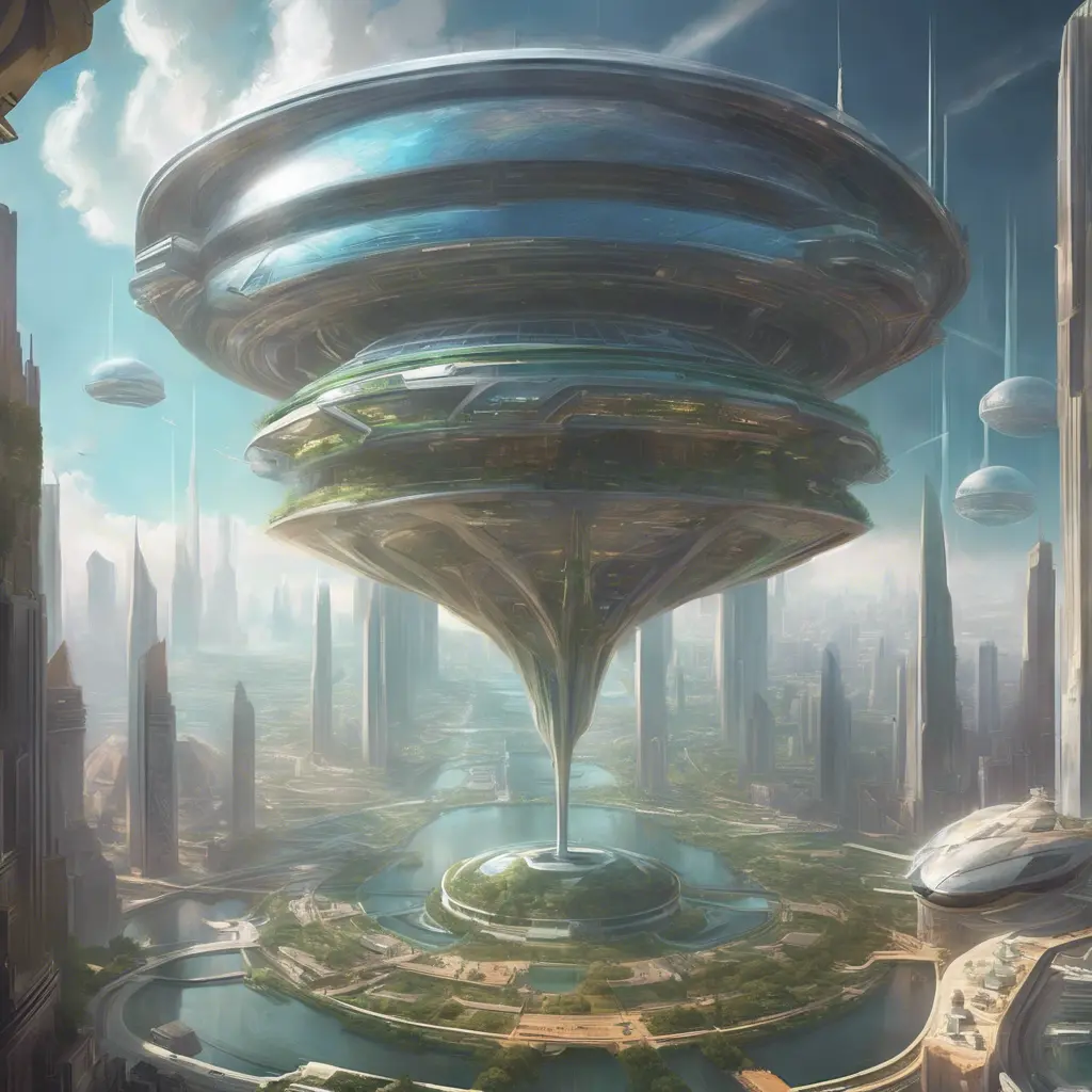 An utopian image of a world built using AI technology, Sci-Fi by Stanley Artgerm Lau