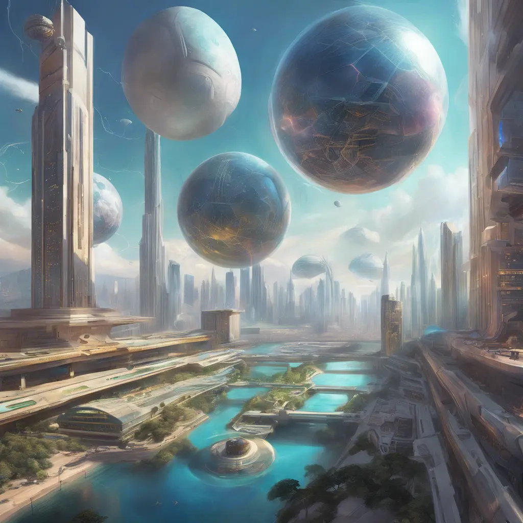 An utopian image of a world built using AI technology, Sci-Fi by Stanley Artgerm Lau