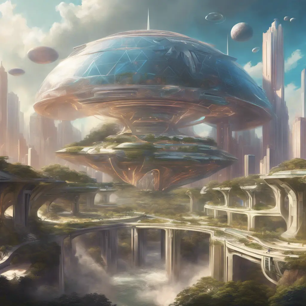 An utopian image of a world built using AI technology, Sci-Fi by Stanley Artgerm Lau