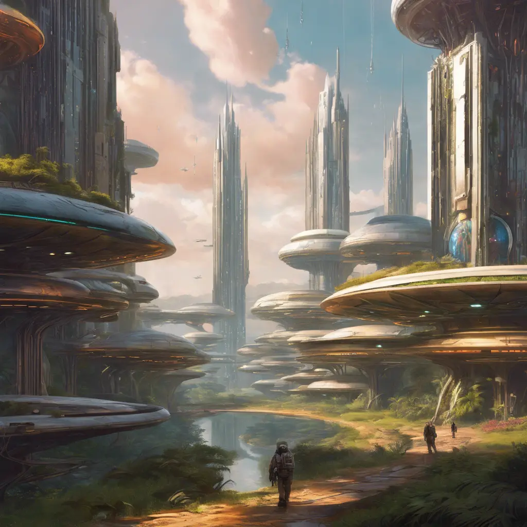 An utopian image of a world built using AI, Sci-Fi by Greg Rutkowski