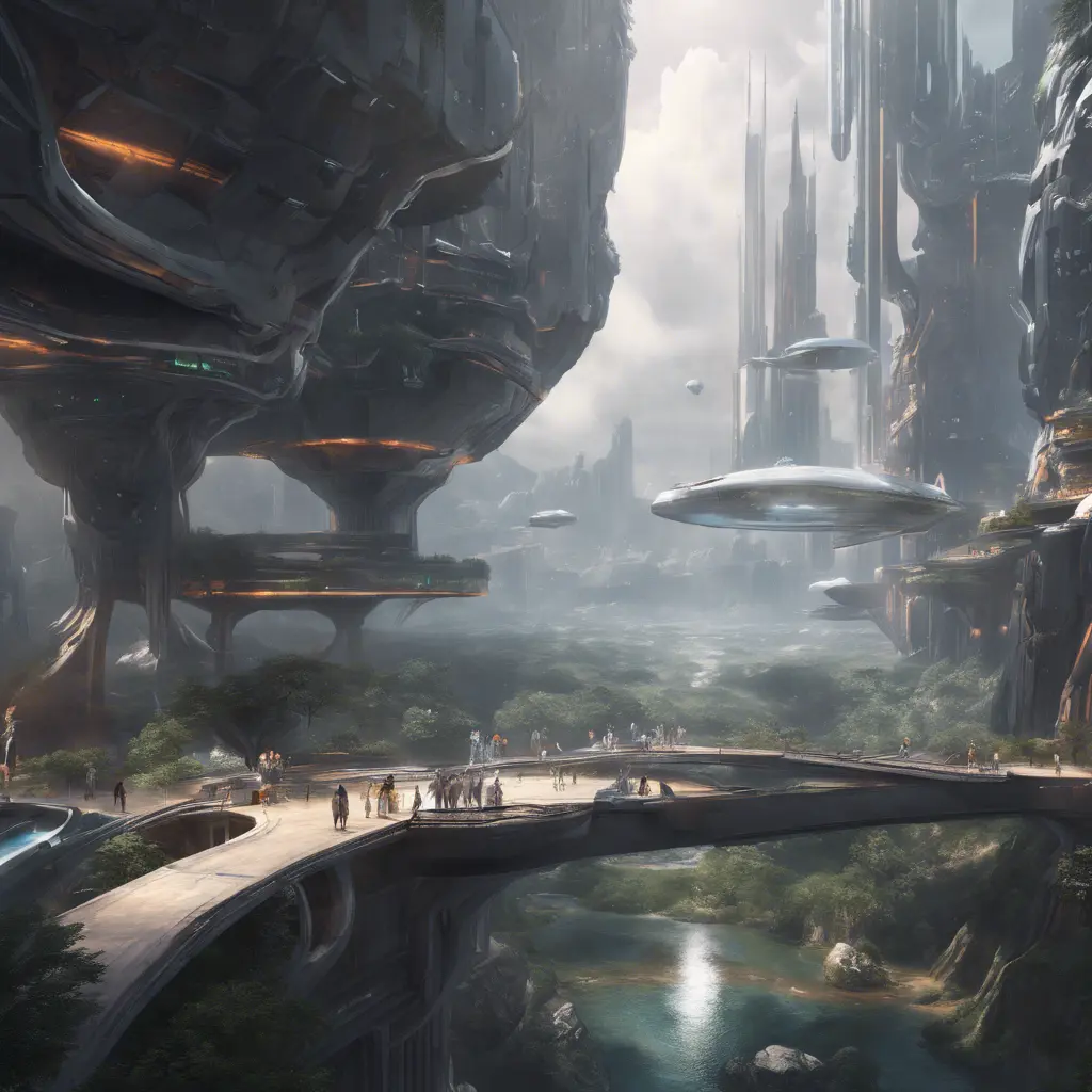 An utopian image of a world built using AI, Sci-Fi by WLOP