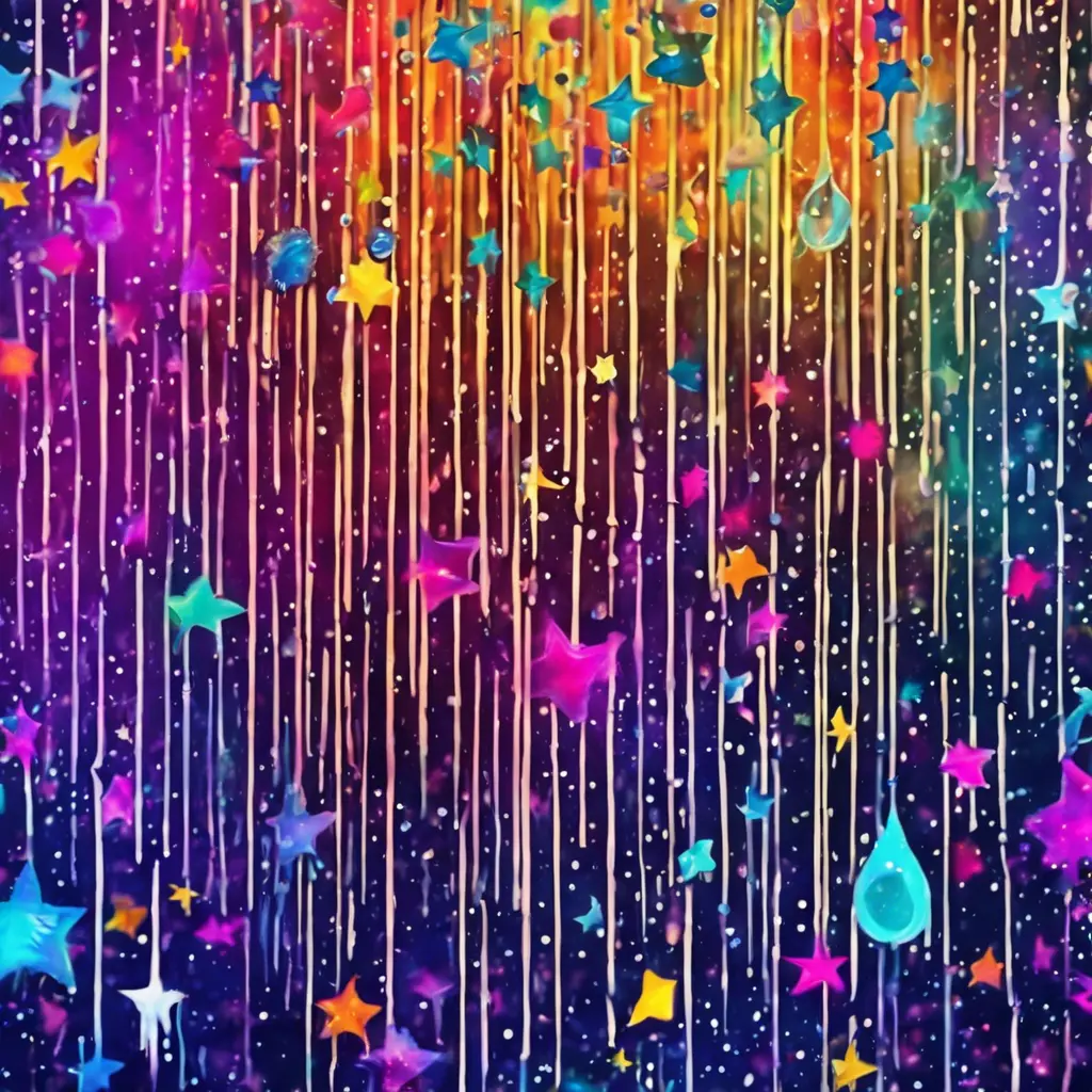 Abstract magical rain, universe, stars, Iridescence, Vibrant Colors