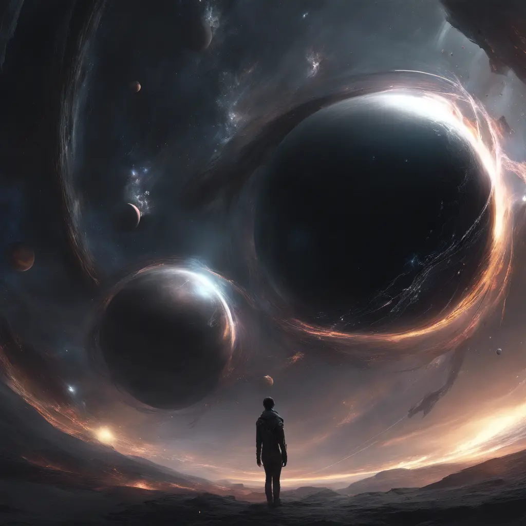 Multiple universes clashing with a black hole, Atmospheric, Stunning by WLOP