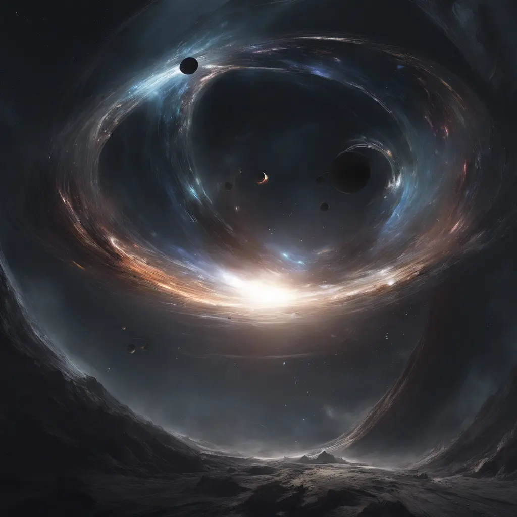 Multiple universes clashing with a black hole, Atmospheric, Stunning by WLOP