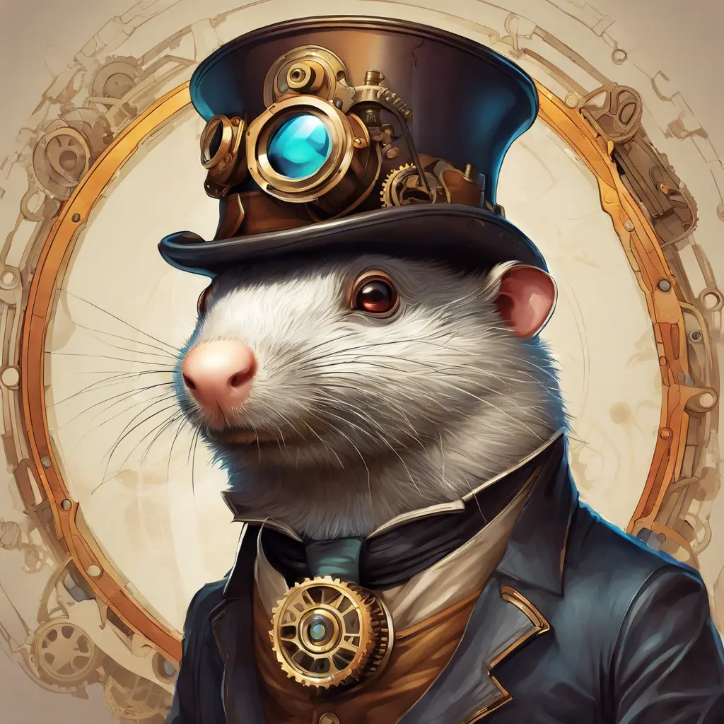 Steampunk portrait of a mole, clean vector, colorful illustration, inspired by future technology, Highly Detailed, Vintage Illustration, Steampunk, Smooth, Vector Art, Colorful by Stanley Artgerm Lau