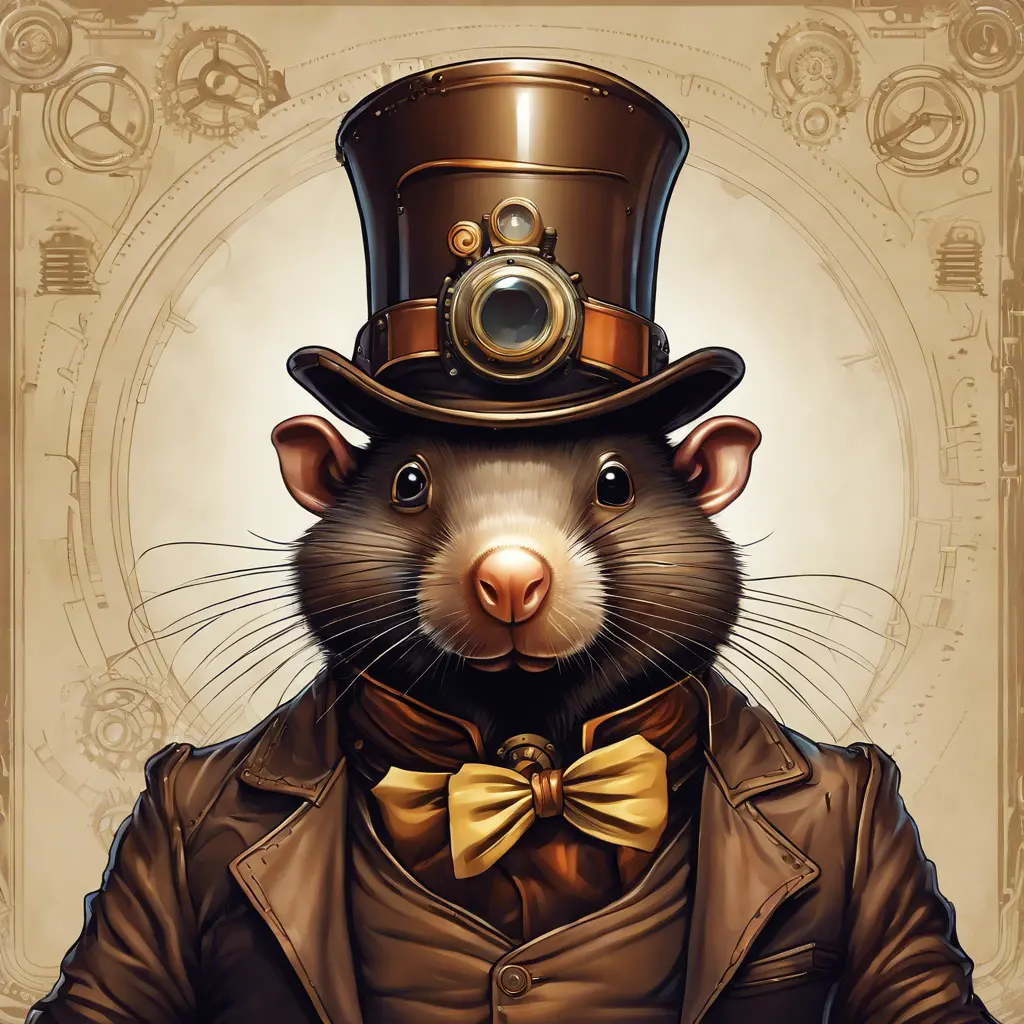 Steampunk portrait of a mole, clean vector, colorful illustration, inspired by future technology, Highly Detailed, Vintage Illustration, Steampunk, Smooth, Vector Art, Colorful by Stanley Artgerm Lau