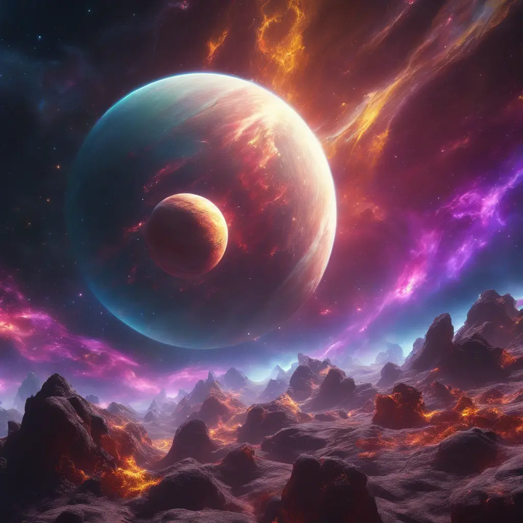 Vibrant nebula with majestic planets of the wind, 8k, Award-Winning, Highly Detailed, Beautiful, Epic, Octane Render, Unreal Engine, Radiant, Volumetric Lighting by Stanley Artgerm Lau