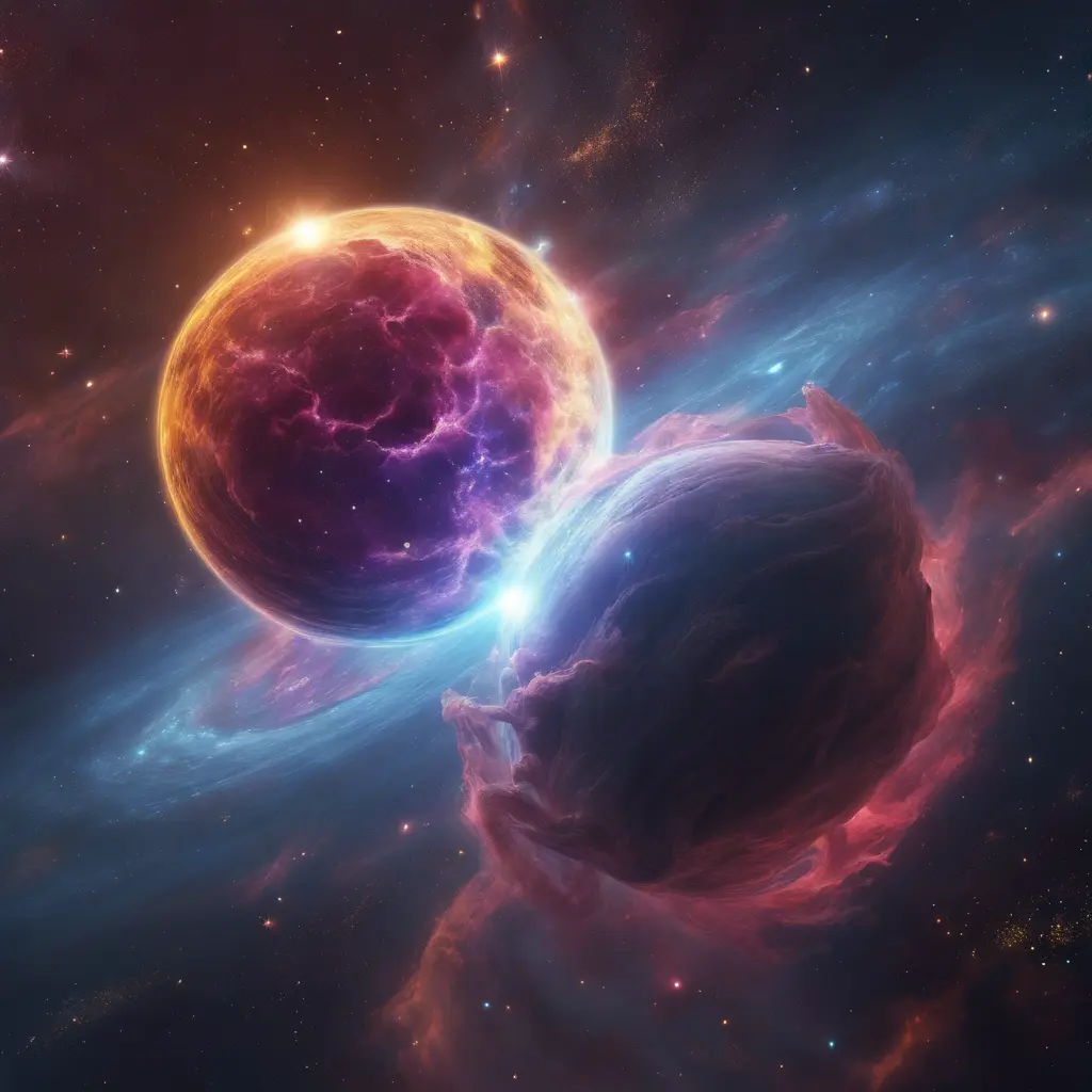 Vibrant nebula with majestic planets of the wind, 8k, Award-Winning, Highly Detailed, Beautiful, Epic, Octane Render, Unreal Engine, Radiant, Volumetric Lighting by Stefan Kostic