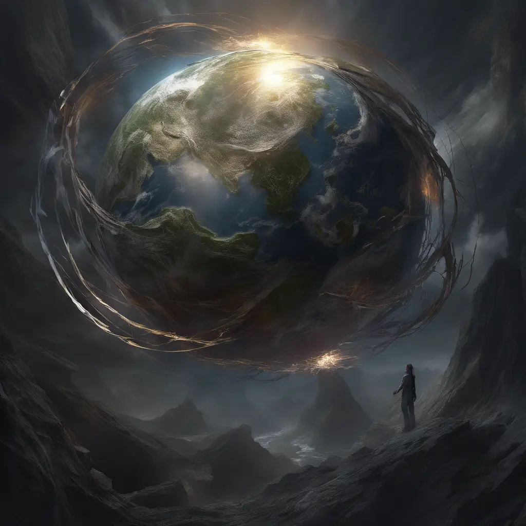 Earth going through cycles of creation and destruction, Award-Winning, Volumetric Lighting, Fantasy, Dark by Stanley Artgerm Lau