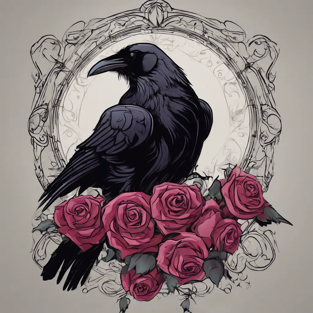 Gothic raven with roses, 4k, Award-Winning