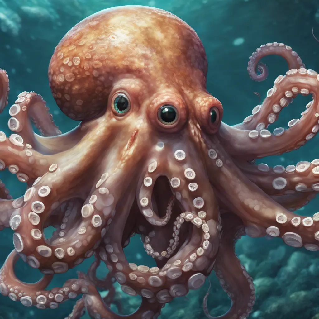 close up octopus, 4k, Highly Detailed, Hyper Detailed, Powerful, Artstation, Vintage Illustration, Digital Painting, Sharp Focus, Smooth, Concept Art by Studio Ghibli