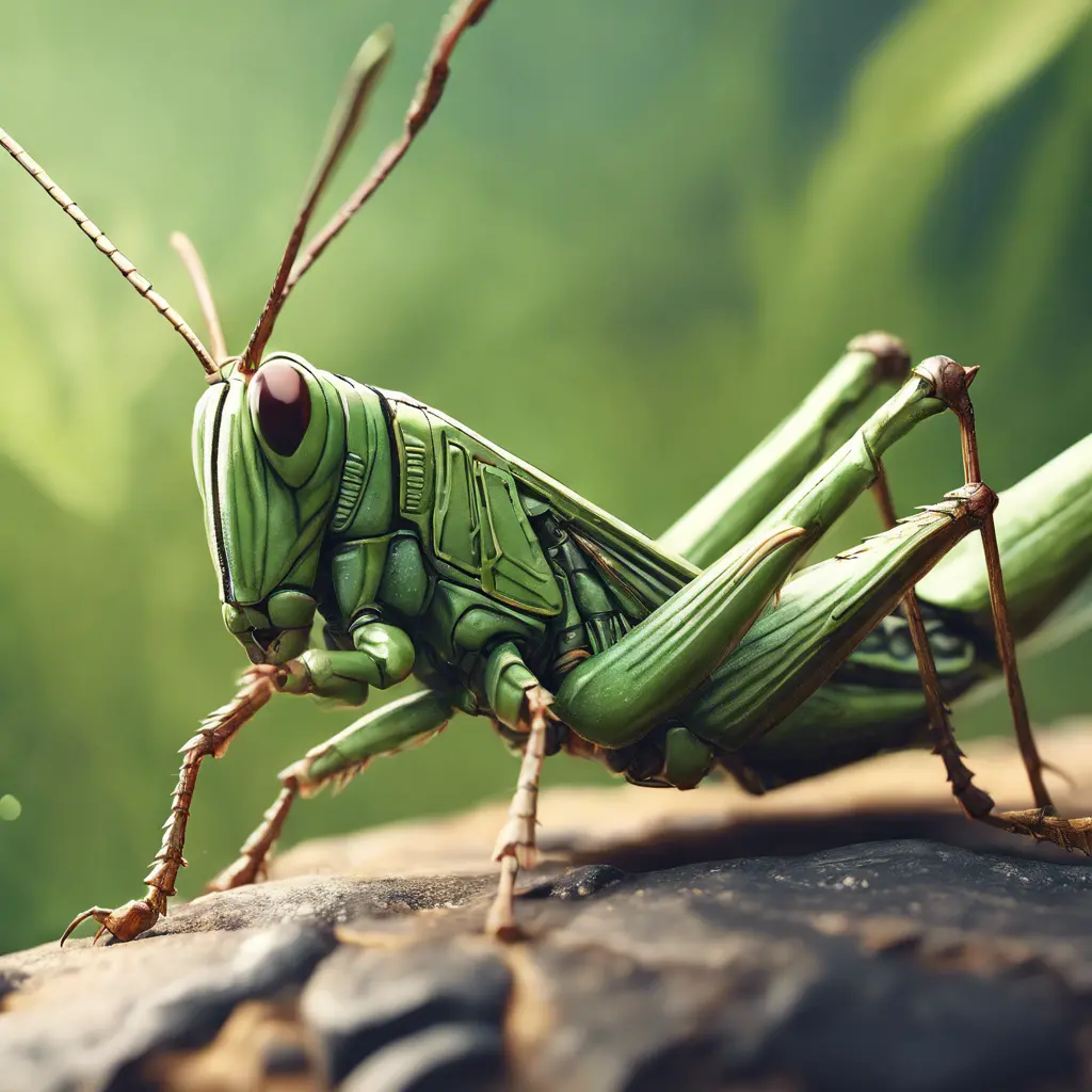 close up grasshopper, 4k, Highly Detailed, Hyper Detailed, Powerful, Artstation, Vintage Illustration, Digital Painting, Sharp Focus, Smooth, Concept Art by Studio Ghibli