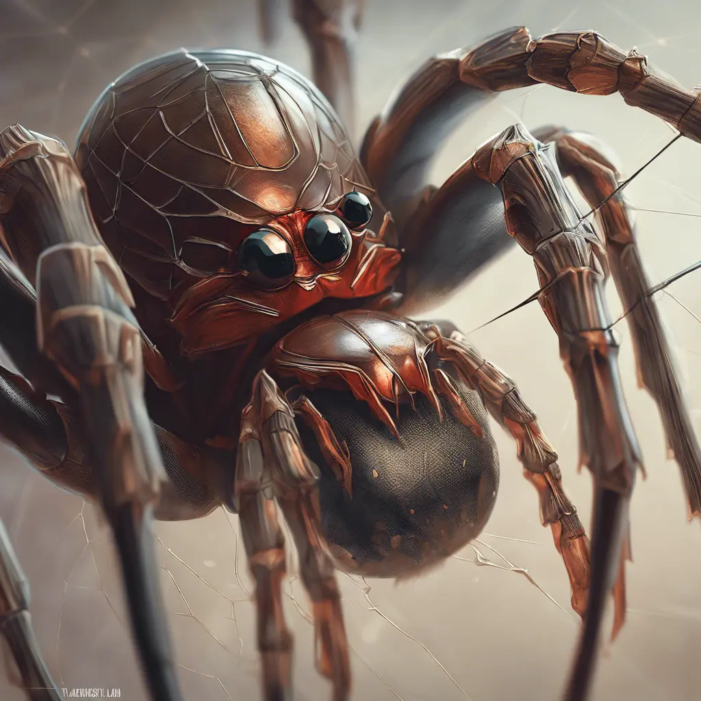 close up spider, 4k, Highly Detailed, Hyper Detailed, Powerful, Artstation, Vintage Illustration, Digital Painting, Sharp Focus, Smooth, Concept Art by Stanley Artgerm Lau, Alphonse Mucha, Greg Rutkowski