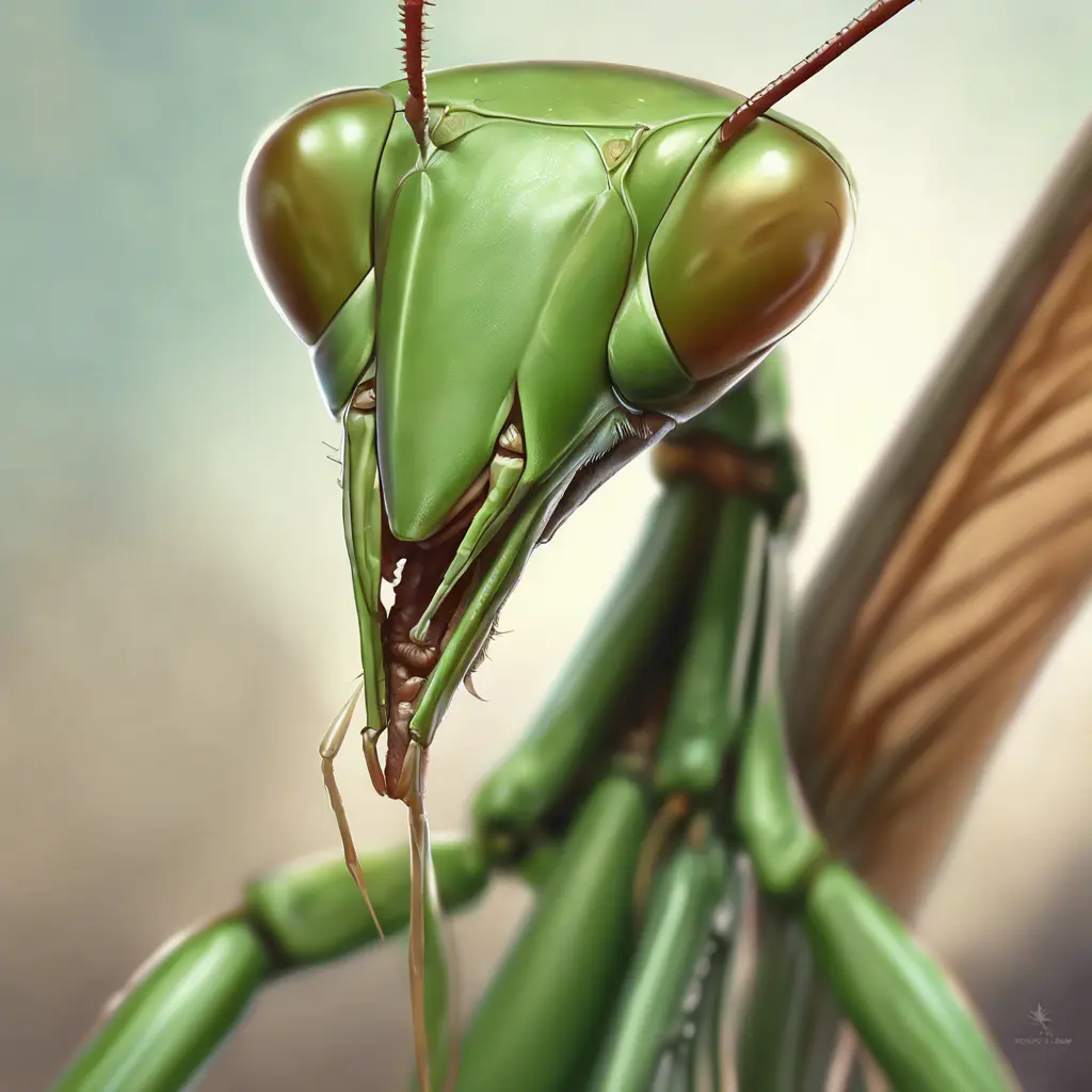 close up praying mantis, 4k, Highly Detailed, Hyper Detailed, Powerful, Artstation, Vintage Illustration, Digital Painting, Sharp Focus, Smooth, Concept Art by Stanley Artgerm Lau