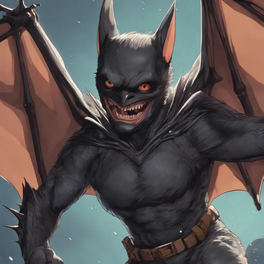 close up bat, 4k, Highly Detailed, Hyper Detailed, Powerful, Artstation, Vintage Illustration, Digital Painting, Sharp Focus, Smooth, Concept Art by Studio Ghibli