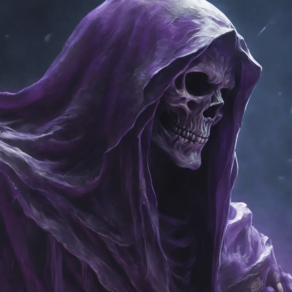 close up purple ghost, 4k, Highly Detailed, Hyper Detailed, Powerful, Artstation, Vintage Illustration, Digital Painting, Elden Ring, Sharp Focus, Smooth, Concept Art by Greg Rutkowski