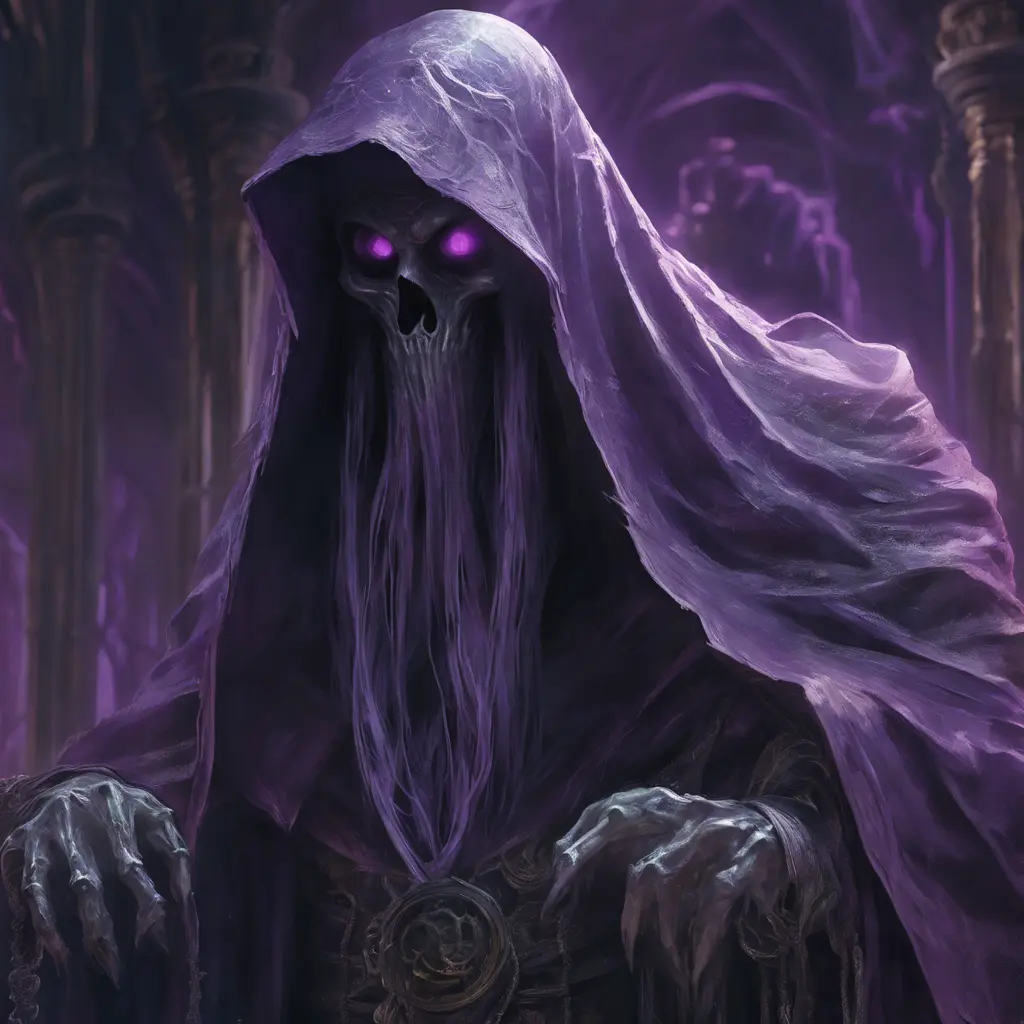 close up purple ghost, 4k, Highly Detailed, Hyper Detailed, Powerful, Artstation, Vintage Illustration, Digital Painting, Elden Ring, Sharp Focus, Smooth, Concept Art by Greg Rutkowski