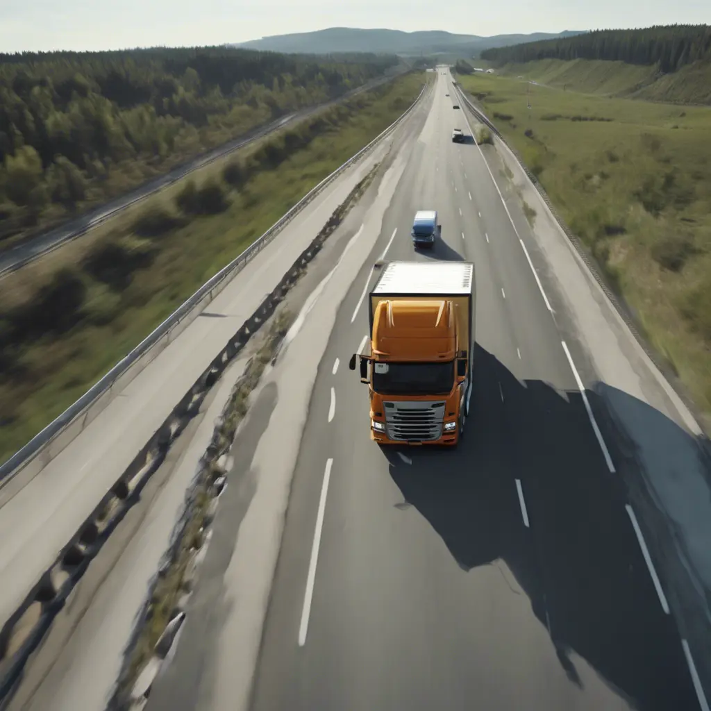 A truck going down a highway at full speed	, 4k