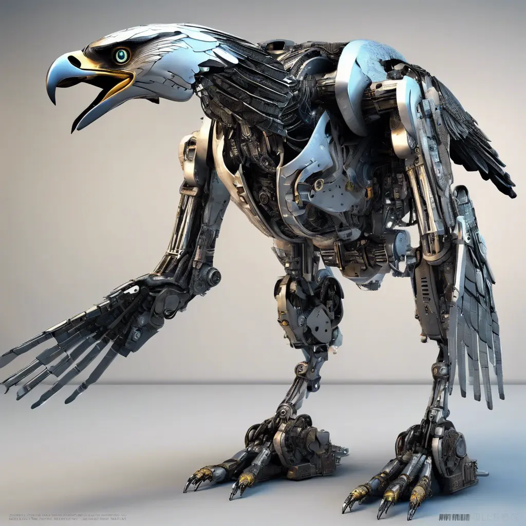 Robotic eagle, Highly Detailed, Cybernatic and Sci-Fi, Photo Realistic