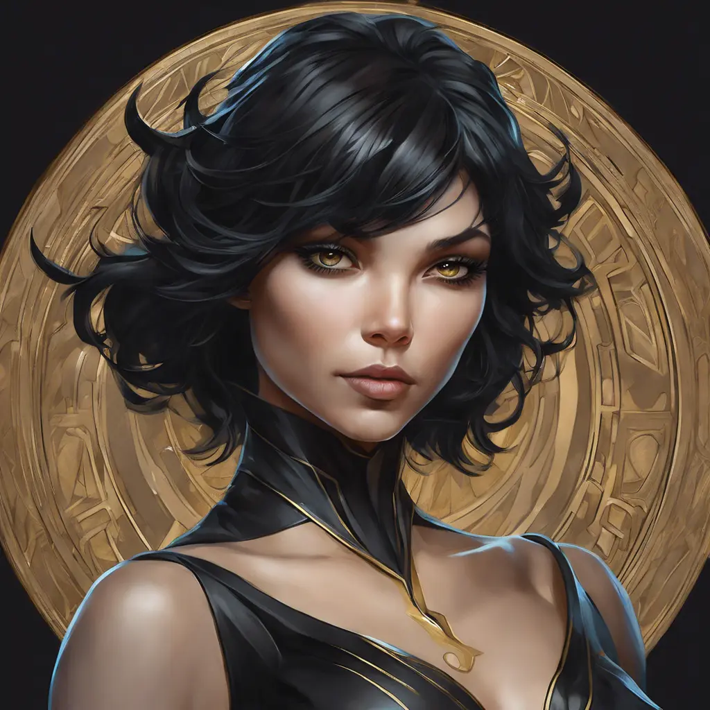 Alluring matte portrait of the beautiful Cassandra Cain in black, 8k, Highly Detailed, Intricate, Realistic, Sharp Focus, Volumetric Lighting, Fantasy, Elegant by Stanley Artgerm Lau, Alphonse Mucha, WLOP, Stefan Kostic