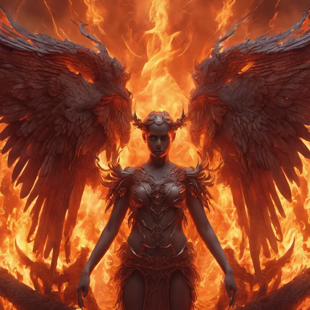 Angels and Demons surrounded by fire, 8k, Trending on Artstation, Symmetrical Face, Digital Illustration, Concept Art by Stefan Kostic