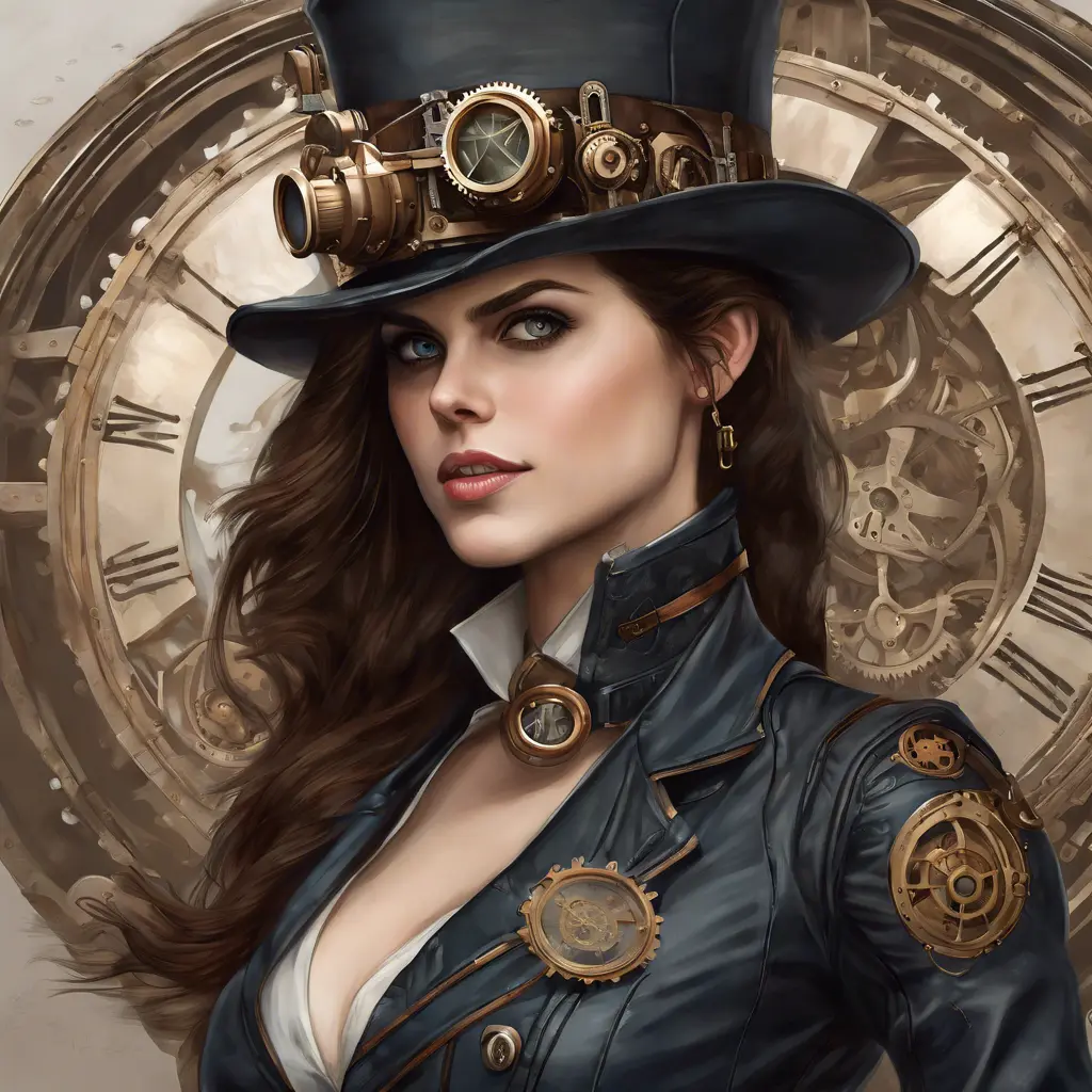 Steampunk portrait of Alexandra Daddario, Highly Detailed, Intricate, Artstation, Beautiful, Digital Painting, Sharp Focus, Concept Art, Elegant