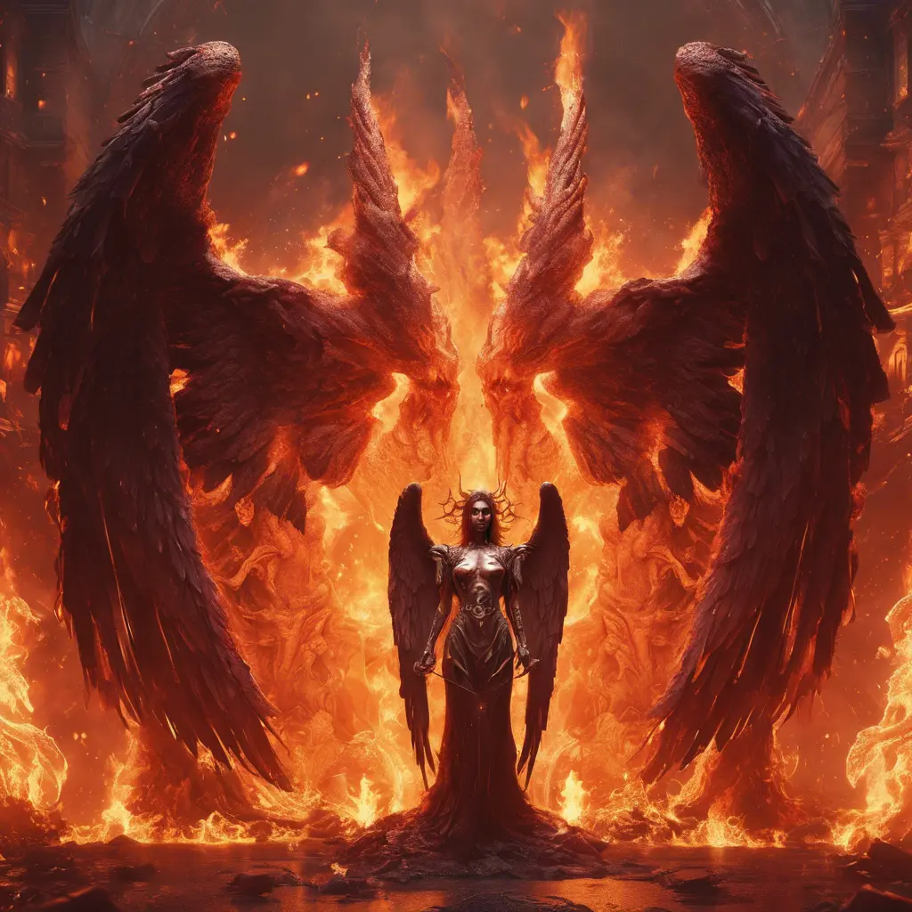 Angels and Demons surrounded by fire, 8k, Trending on Artstation, Symmetrical Face, Digital Illustration, Concept Art by Stefan Kostic