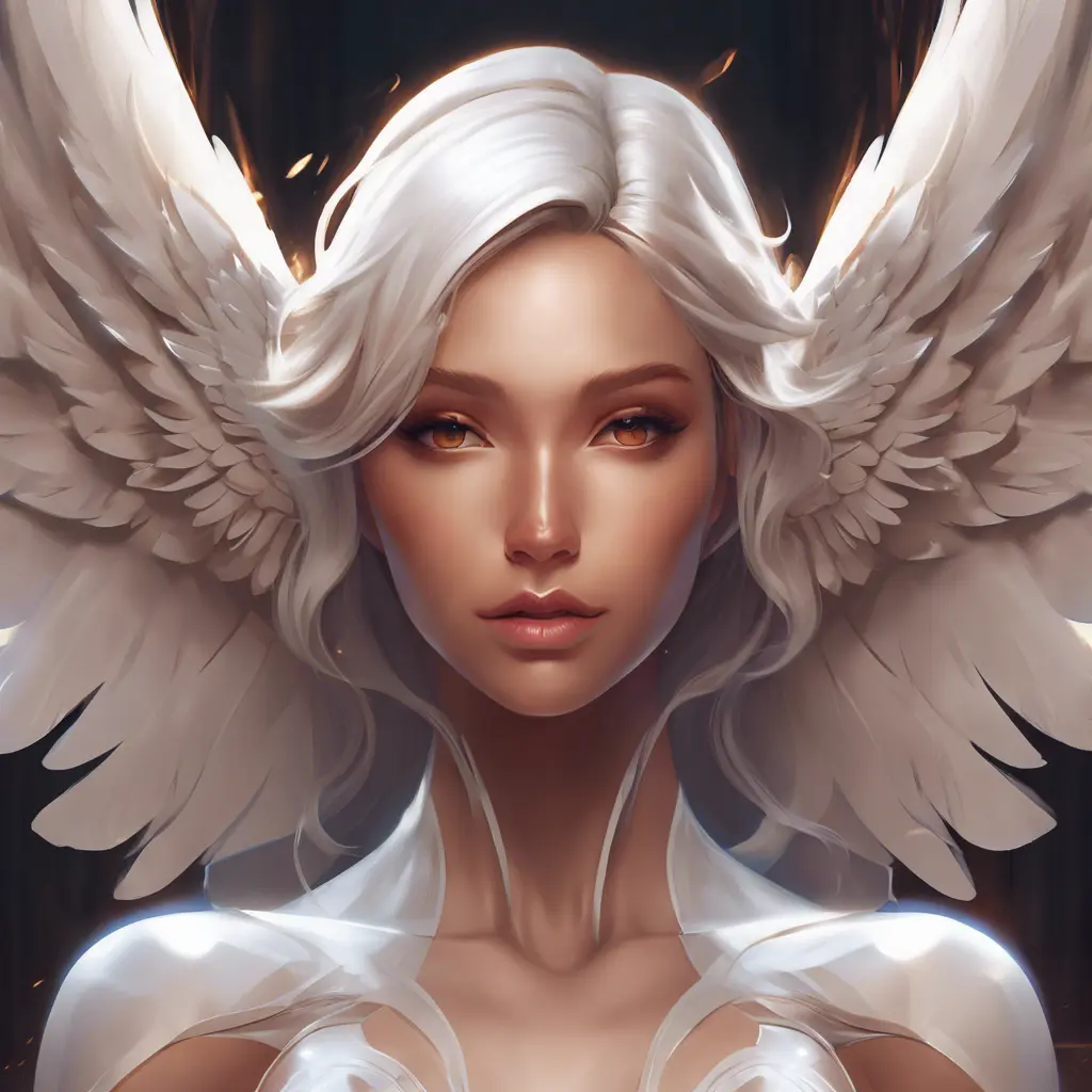 An Angel with Wings of Fire, 8k, Trending on Artstation, Symmetrical Face, Digital Illustration, Concept Art by Stanley Artgerm Lau