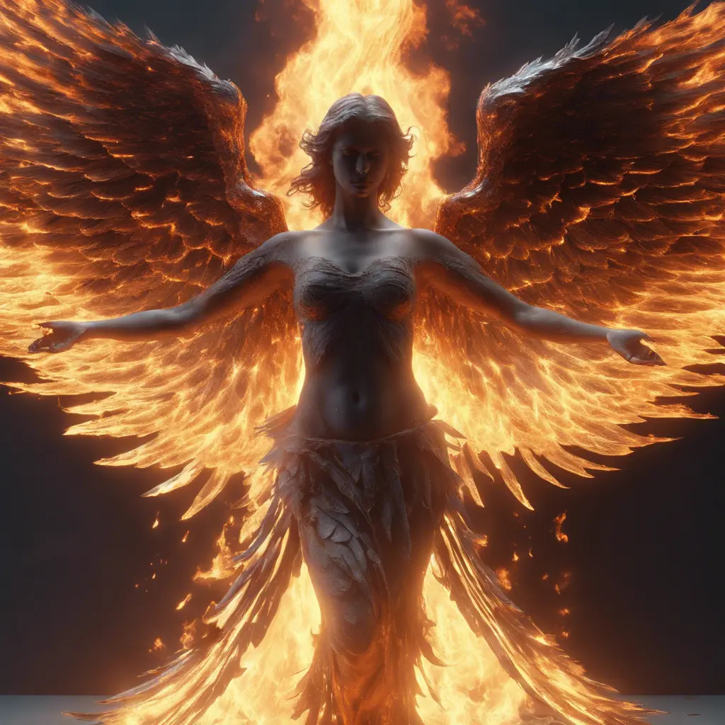 Angel with wings made of Fire, 8k, Stunning, Volumetric Lighting by Greg Rutkowski