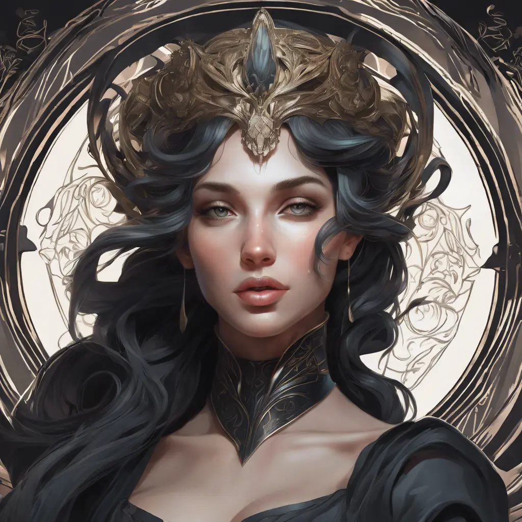 Matte portrait of a beautiful Seraphine in black, 8k, Highly Detailed, Intricate, Half Body, Realistic, Sharp Focus, Volumetric Lighting, Fantasy, Elegant by Stanley Artgerm Lau, Alphonse Mucha, WLOP, Stefan Kostic