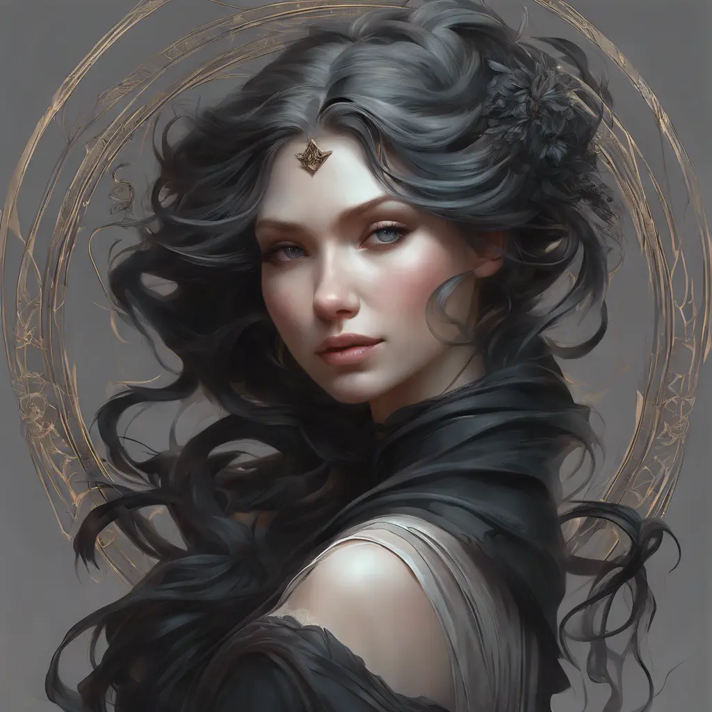 Matte portrait of a beautiful Seraphine in black, 8k, Highly Detailed, Intricate, Half Body, Realistic, Sharp Focus, Volumetric Lighting, Fantasy, Elegant by Stanley Artgerm Lau, Alphonse Mucha, WLOP, Stefan Kostic
