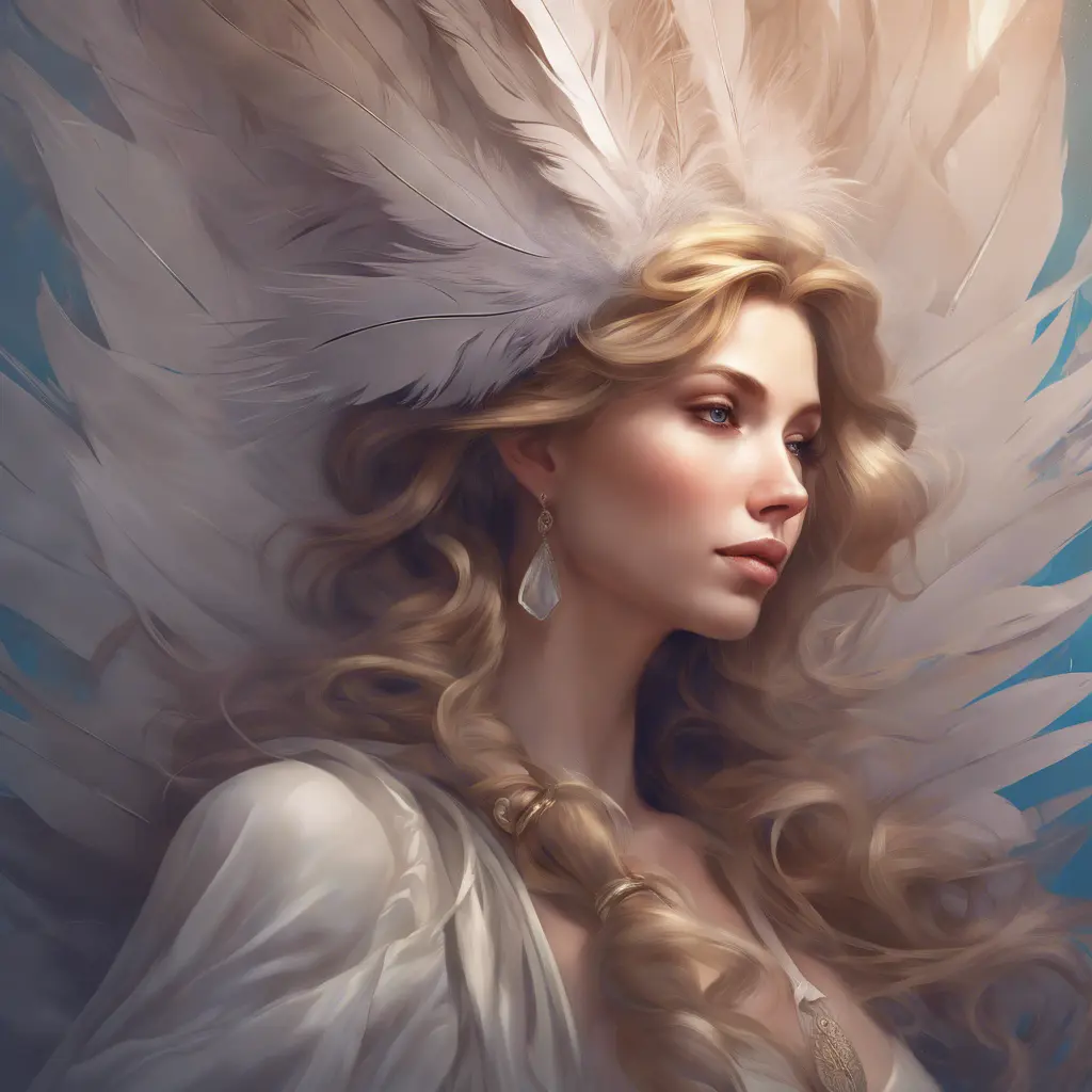 Alluring matte portrait of a beautiful Seraphine wearing feathers, 8k, Highly Detailed, Intricate, Half Body, Realistic, Sharp Focus, Volumetric Lighting, Fantasy, Elegant by Stanley Artgerm Lau, Alphonse Mucha, WLOP