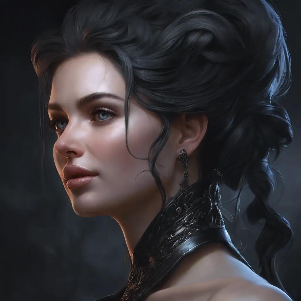 Matte portrait of a beautiful Seraphine in black, 8k, Highly Detailed, Intricate, Half Body, Realistic, Sharp Focus, Volumetric Lighting, Fantasy, Elegant by Stanley Artgerm Lau, WLOP, Stefan Kostic