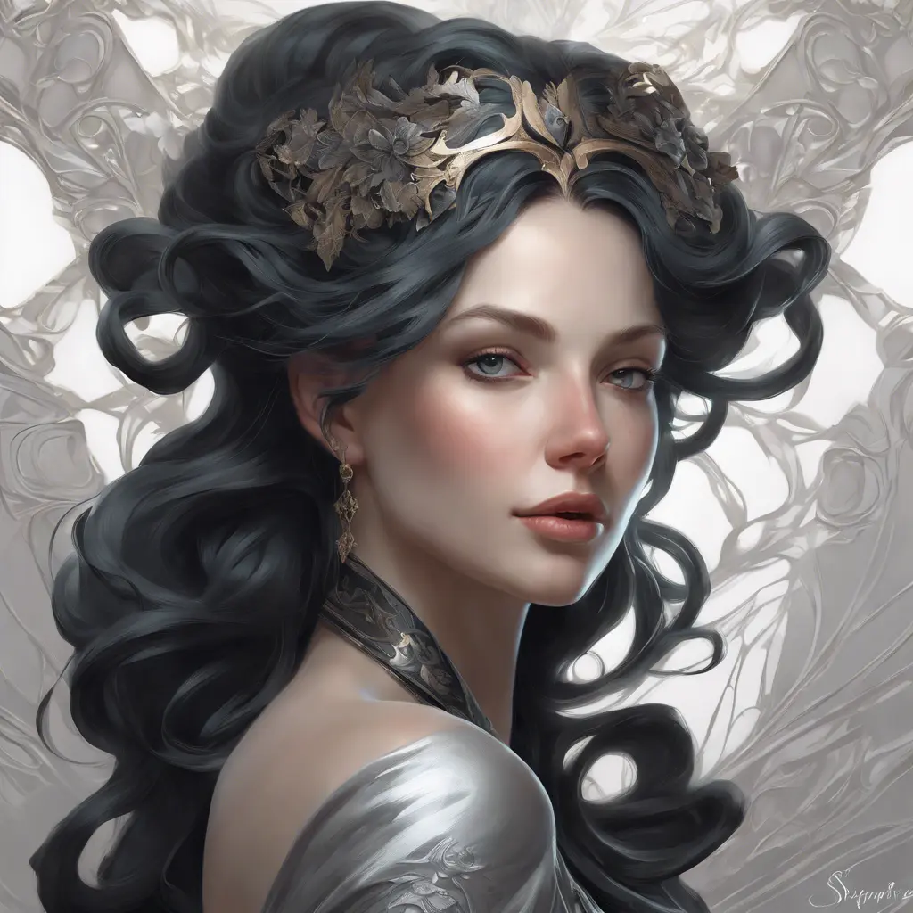 Matte portrait of a beautiful Seraphine in black, 8k, Highly Detailed, Intricate, Half Body, Realistic, Sharp Focus, Volumetric Lighting, Fantasy, Elegant by Stanley Artgerm Lau, Alphonse Mucha, WLOP, Stefan Kostic