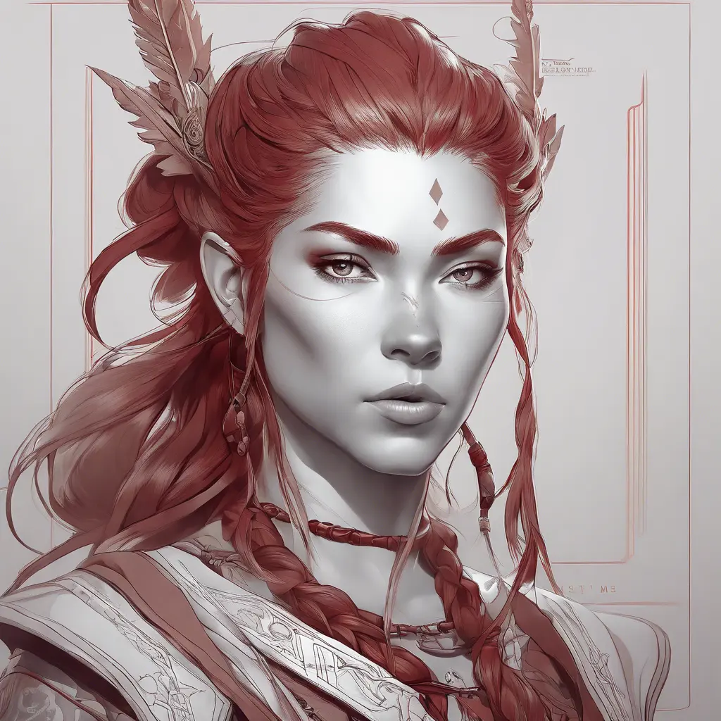 Alluring matte portrait of the beautiful Aloy in dark red, 8k, Highly Detailed, Intricate, Realistic, Sharp Focus, Volumetric Lighting, Fantasy, Elegant by Stanley Artgerm Lau, Alphonse Mucha, WLOP, Stefan Kostic