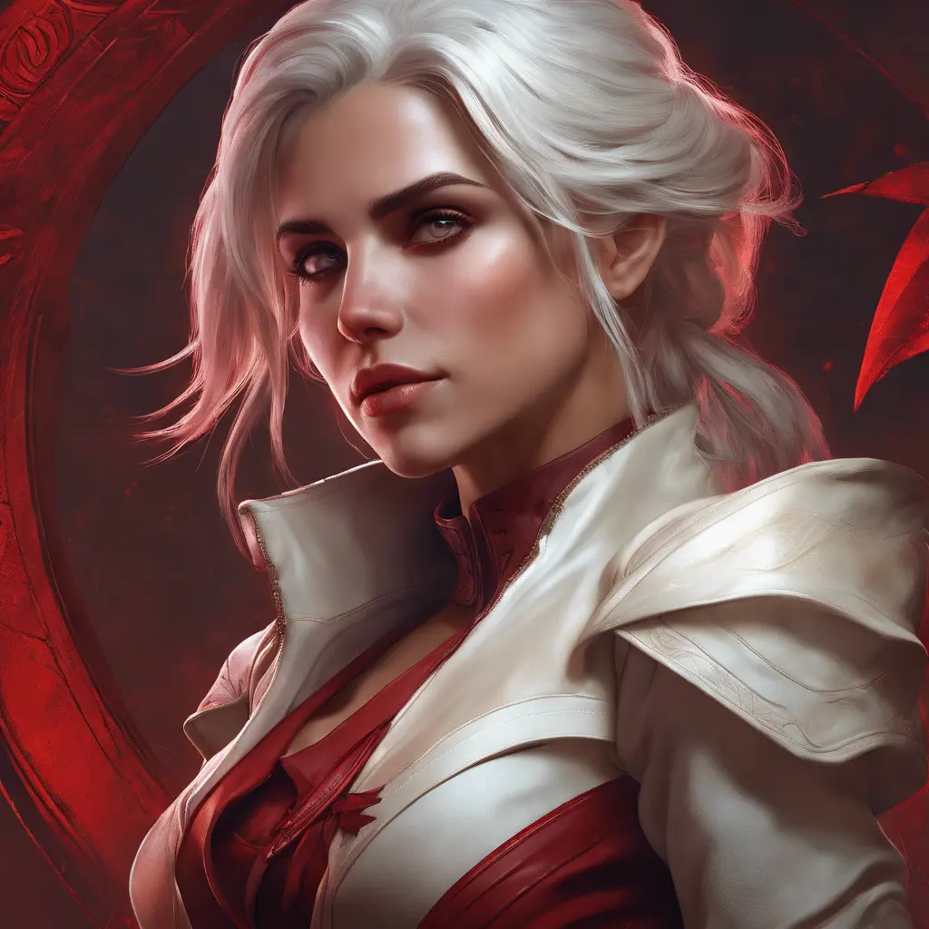 Alluring matte portrait of the beautiful Ciri in Dark Red, 8k, Highly Detailed, Intricate, Realistic, Sharp Focus, Volumetric Lighting, Fantasy, Elegant by Stanley Artgerm Lau, Alphonse Mucha, WLOP, Stefan Kostic