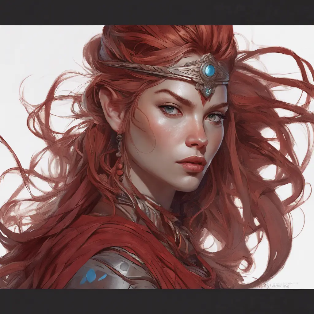 Alluring matte portrait of the beautiful Aloy in dark red, 8k, Highly Detailed, Intricate, Realistic, Sharp Focus, Volumetric Lighting, Fantasy, Elegant by Stanley Artgerm Lau, Alphonse Mucha, WLOP, Stefan Kostic