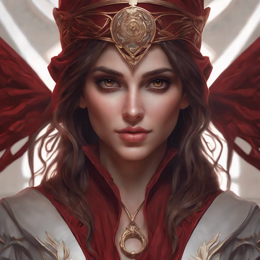 Matte portrait of the beautiful Kassandra in dark red, 8k, Highly Detailed, Intricate, Realistic, Sharp Focus, Volumetric Lighting, Fantasy, Elegant by Stanley Artgerm Lau, Alphonse Mucha, WLOP, Stefan Kostic