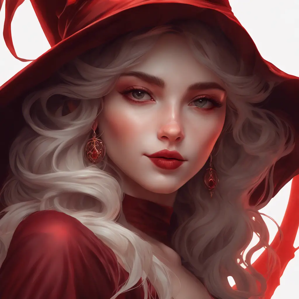 Matte portrait of the beautiful Kiki the witch in dark red, 8k, Highly Detailed, Intricate, Realistic, Sharp Focus, Volumetric Lighting, Fantasy, Elegant by Stanley Artgerm Lau, Alphonse Mucha, WLOP, Stefan Kostic