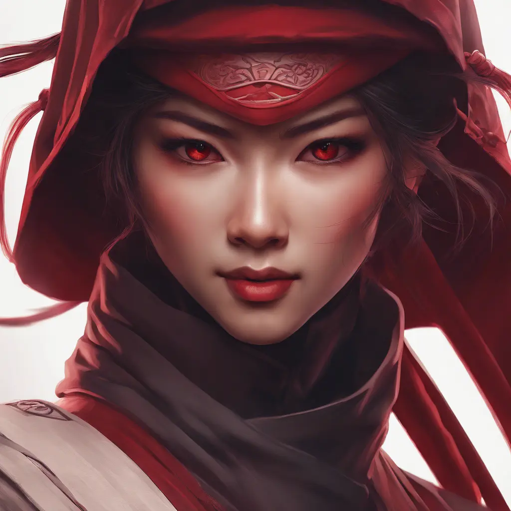 Matte portrait of a beautiful Kunoichi Ninja in dark red, 8k, Highly Detailed, Intricate, Realistic, Sharp Focus, Volumetric Lighting, Fantasy, Elegant by Stanley Artgerm Lau, Alphonse Mucha, WLOP, Stefan Kostic