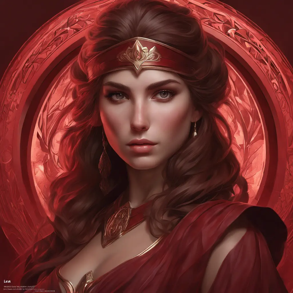 Matte portrait of the beautiful Kassandra in dark red, 8k, Highly Detailed, Intricate, Realistic, Sharp Focus, Volumetric Lighting, Fantasy, Elegant by Stanley Artgerm Lau, Alphonse Mucha, WLOP, Stefan Kostic