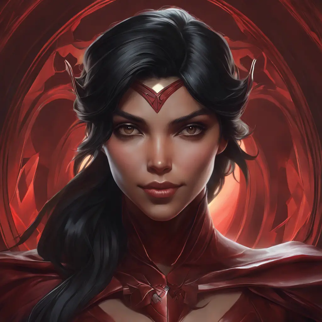 Matte portrait of the beautiful Cassandra Cain in dark red, 8k, Highly Detailed, Intricate, Realistic, Sharp Focus, Volumetric Lighting, Fantasy, Elegant by Stanley Artgerm Lau, Alphonse Mucha, WLOP, Stefan Kostic